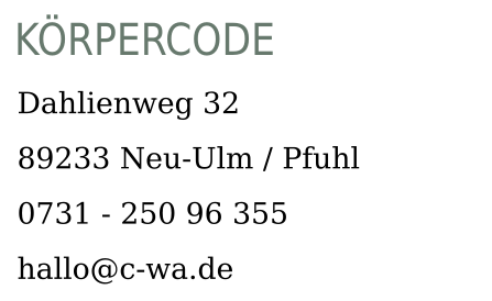 Grafische Darstellung der Adresse von Körpercode by Christine Walter in Neu-Ulm